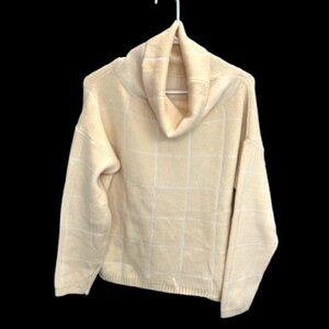 Pullover Sweater Turtleneck Plaid Long Sleeve Size M